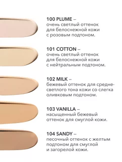 Тональный крем для лица увлажняющий вельветовый 101 COTTON Shik. Цвет светло-бежевый. Вид 4.