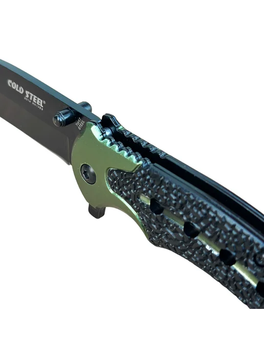 Складной тактический нож Cold Steel со стропорезом, черный, фото 3