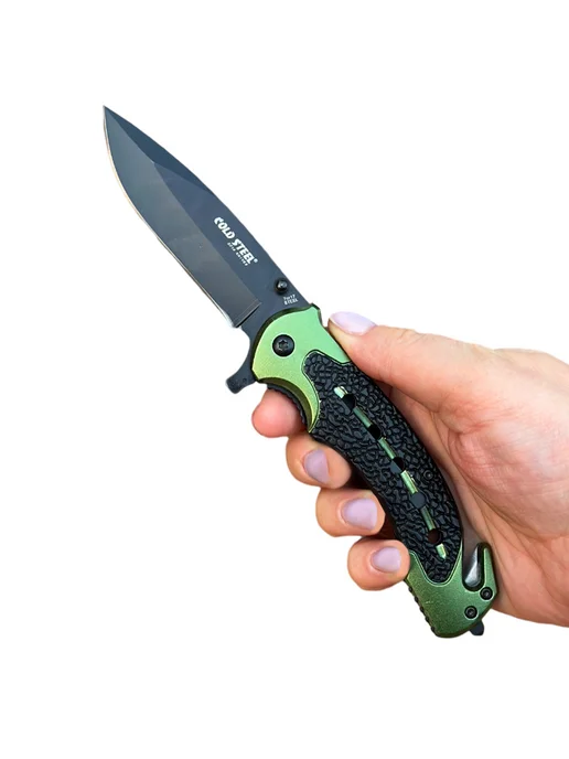 Складной тактический нож Cold Steel со стропорезом, черный, фото 6