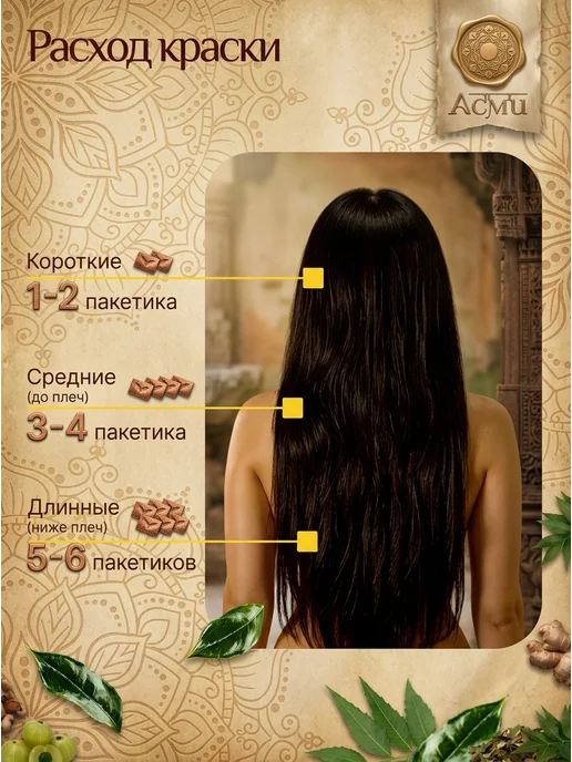 Asmi Краска для волос Чёрная на основе басмы, черный, фото 7