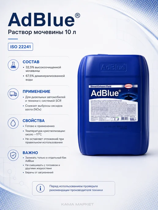 SINTEC ADBLUE раствор мочевины 20л, 10 л