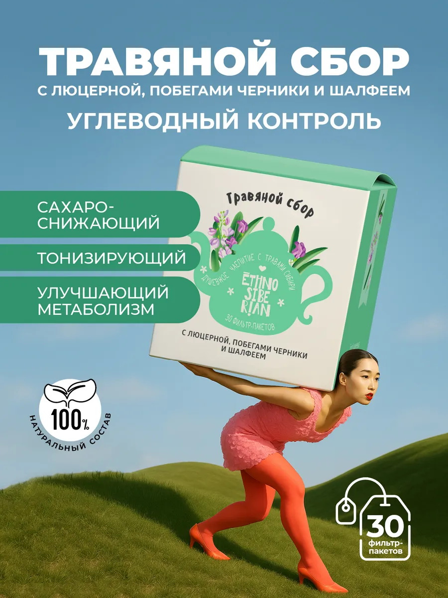 Травяной сбор чай с шалфеем, фиточай углеводный контроль