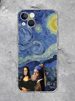 Чехол на IPhone 15 принт Vincent van Gogh цвет синий