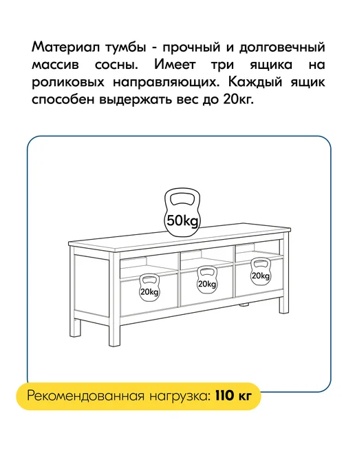 IKEA Тумба под телевизор напольная с ящиками 148х57, КЫМОР, 148x57, фото 5