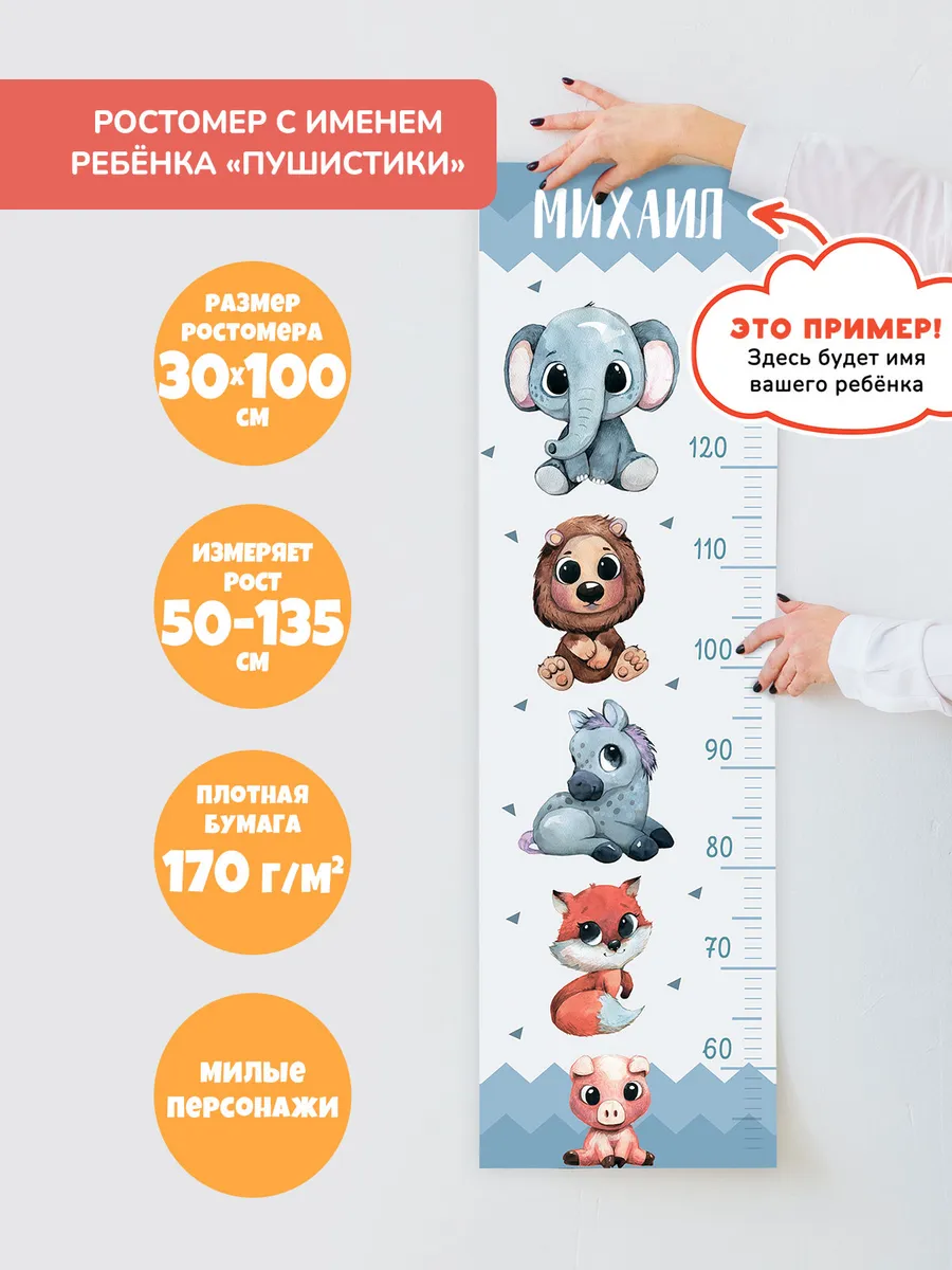 Именной ростомер детский "Пушистики"
