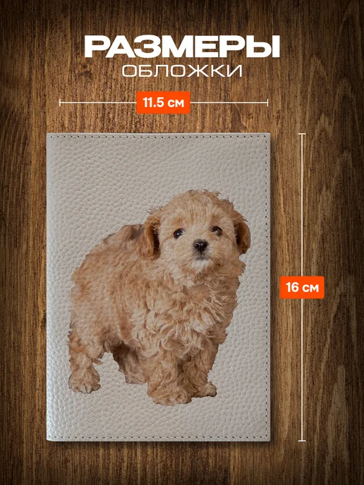 Russian.Handmade Обложка на ветеринарный паспорт для собак Мальтипу, бежевый, фото 2
