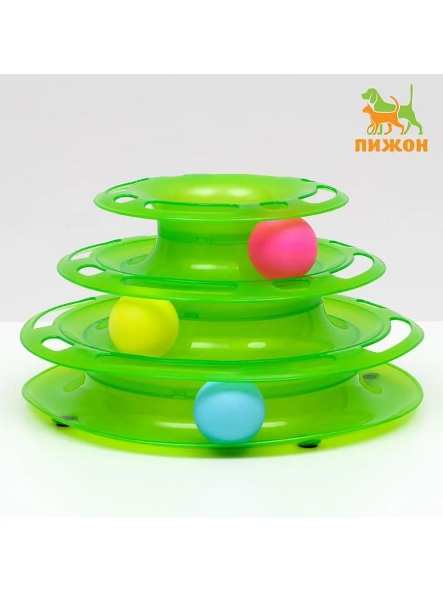 Игровой комплекс для кошек с 3 шариками, 24,5 х 24,5 х 13