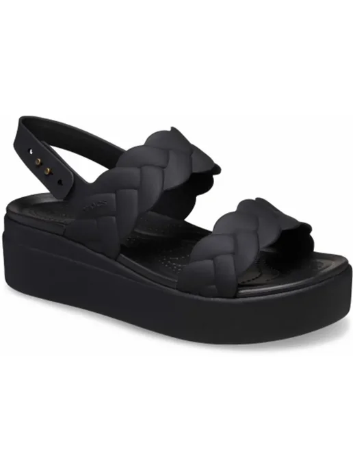 CROCS Босоножки взрослые на танкетке, черный, фото 2