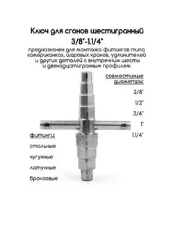 Ключ универсальный для американок шестигранный ШТОРМ