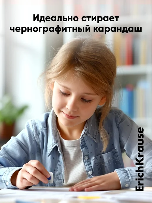 ErichKrause Ластик школьный, 3 штуки, синий, фото 2