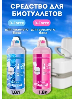 Жидкое средство для биотуалетов D-Force Pink 1,8л+ Blue 1,8л