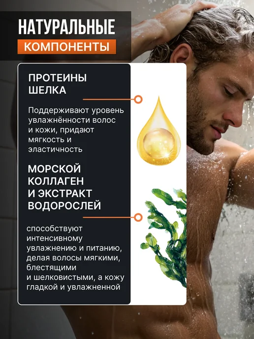 Family Cosmetics Мужской шампунь для волос и гель для душа 2 в 1, 470 мл, фото 2