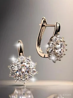 Серьги крупные с камнем swarovski цветок