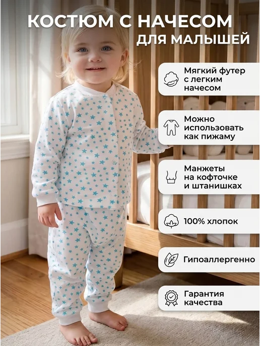 Пижама теплая для малыша с начесом