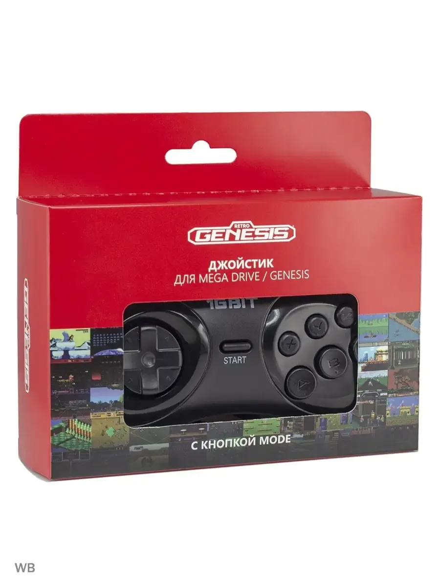 Retro Genesis 16 Bit джойстик проводной с кнопкой Mode Retro Genesis 16 Bit джойстик проводной с кнопкой Mode