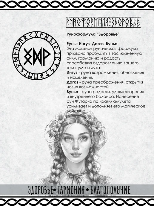 YURKINO Брелок для ключей руноформула Здоровье, оберег, черный, фото 2