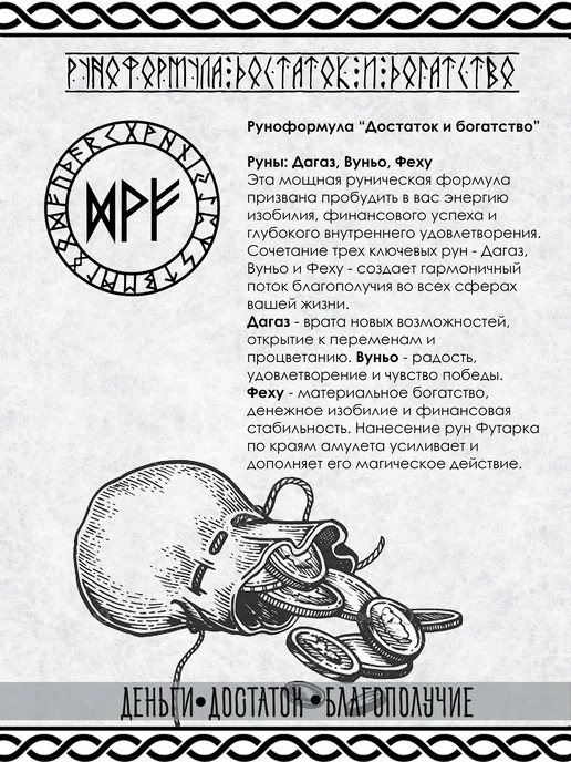 YURKINO Брелок для ключей руноформула Достаток и богатство, оберег, черный, фото 2