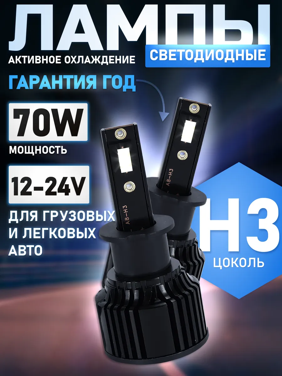 Светодиодные h3 LED лампы н3...
