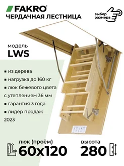 Чердачная лестница с люком LWS 60х120х280 см