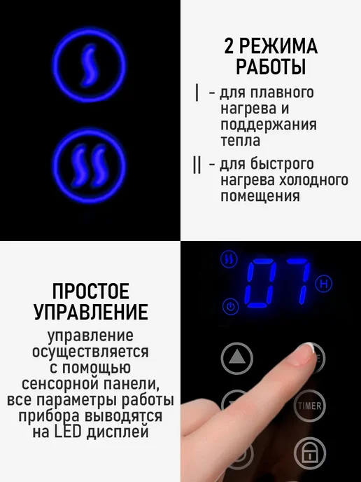 OBSIDIAN Обогреватель для дома конвекторный 1800 Вт, 1800 Вт, фото 7