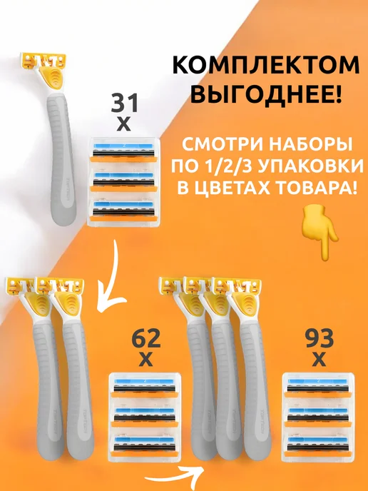 Выгодная полка Набор мужская бритва для лица с лезвиями кассетами насадками, вариант, фото 2