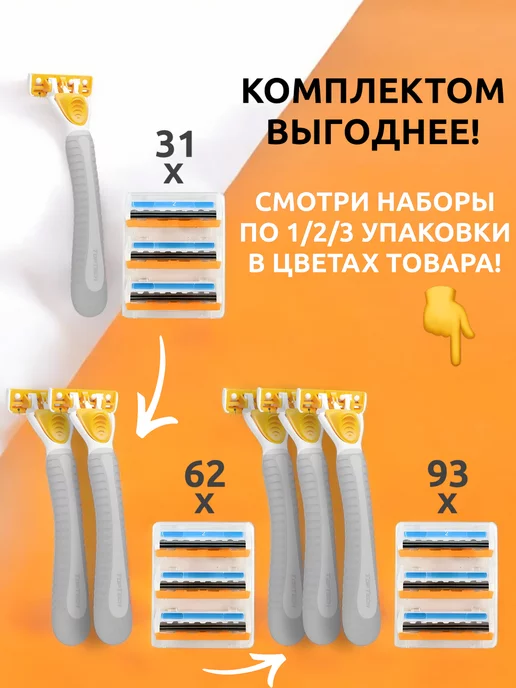 Выгодная полка Набор мужская бритва для лица с лезвиями кассетами насадками, белый, фото 2