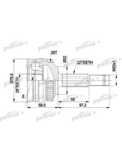 ШРУС наружный комплект 22x52x28 ABS 29T Opel Corsa Corsa