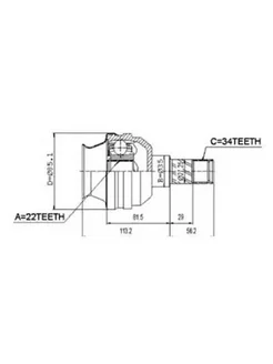 ШРУС внутренний 22x35x34 Chevrolet Aveo Lacetti