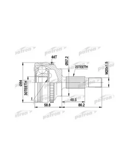 ШРУС наружн к-кт 23x57 5x30 ABS 44T RENAULT KANGOO 1 2 16V 1