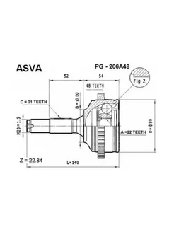 ШРУС наружный с кольцом ABS 25x60x22 ABS 48T PEUGEOT 206 1 6