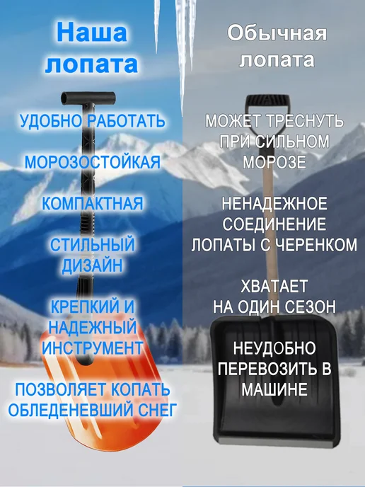 Снежком Лопата автомобильная зимняя для снега, вариант, фото 3