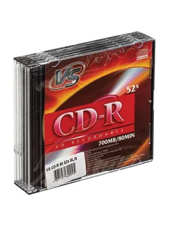 Диски CD-R, 700 Мб 52x Slim Case, КОМПЛЕКТ 5 штCDRSL501