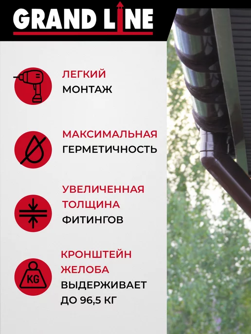 Grand Line Комплект водосточной системы на крышу 6м, вариант, фото 3