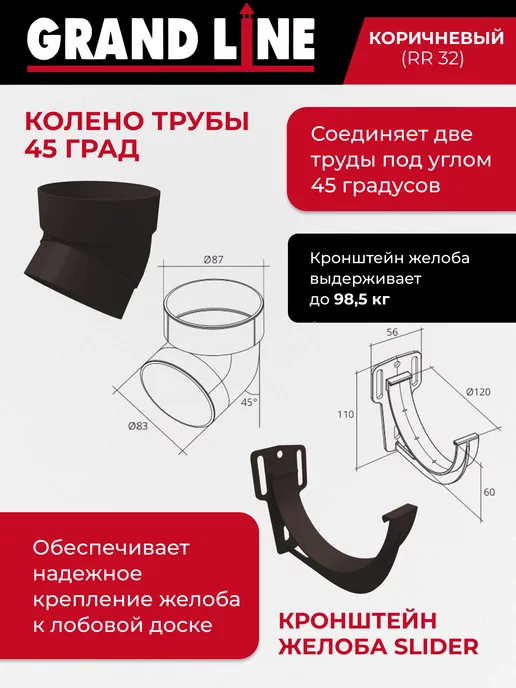 Grand Line Комплект водосточной системы на крышу 6м, вариант, фото 6