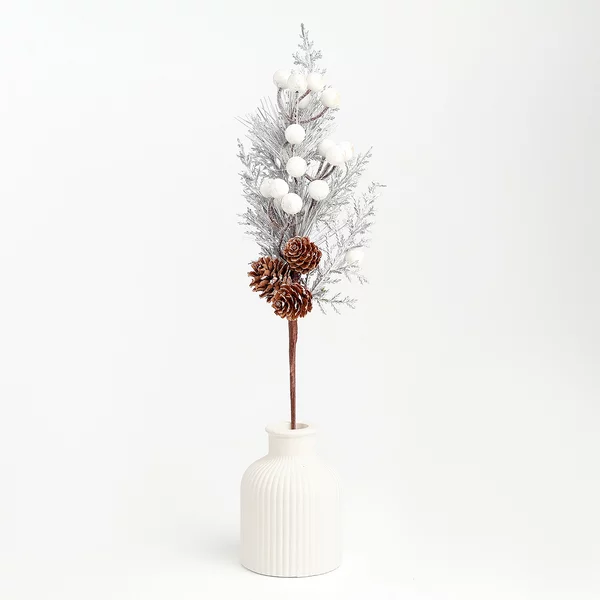 Новогодний декор Веточка серебрянная 35х16х6 см