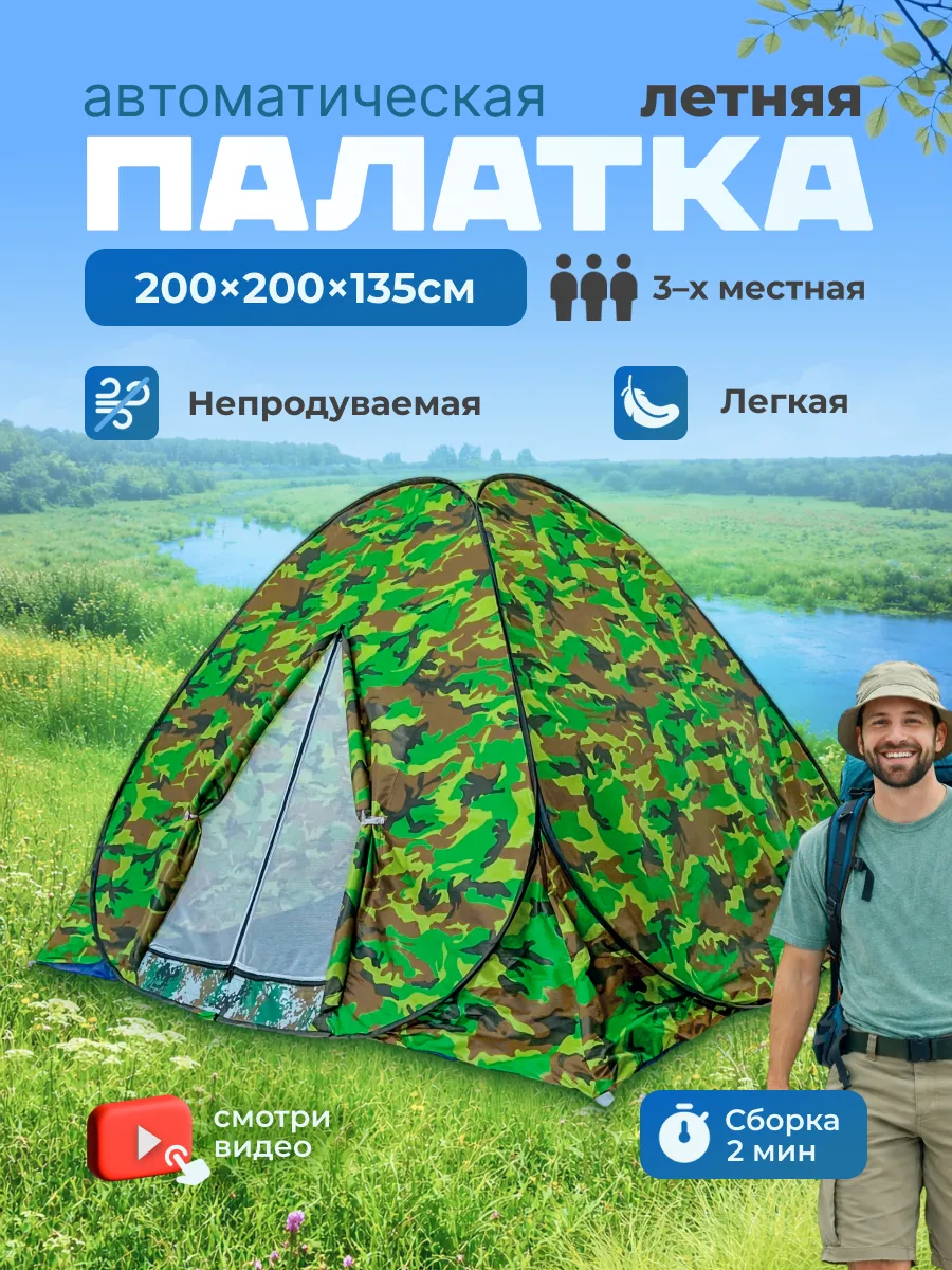 Палатка автоматическая 200х200х135см