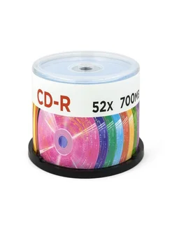 Диск CD-R Random Color 700 Mb, 52х, Cake box, 50 шт