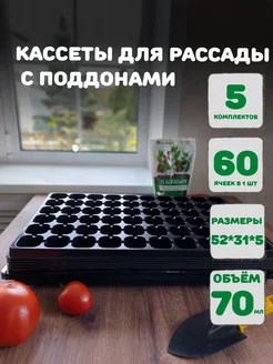 Кассеты с поддонами 52×31см 60 ячеек, 5шт