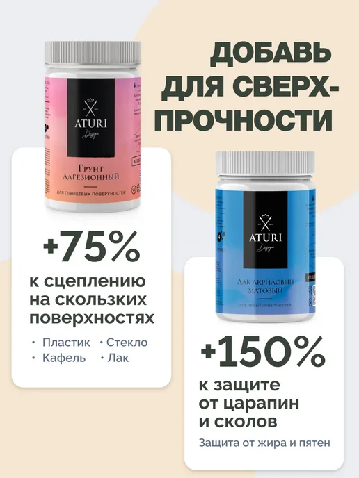 Aturi Design Краска для мебели без запаха быстросохнущая по дереву 400г, 400 г, фото 6