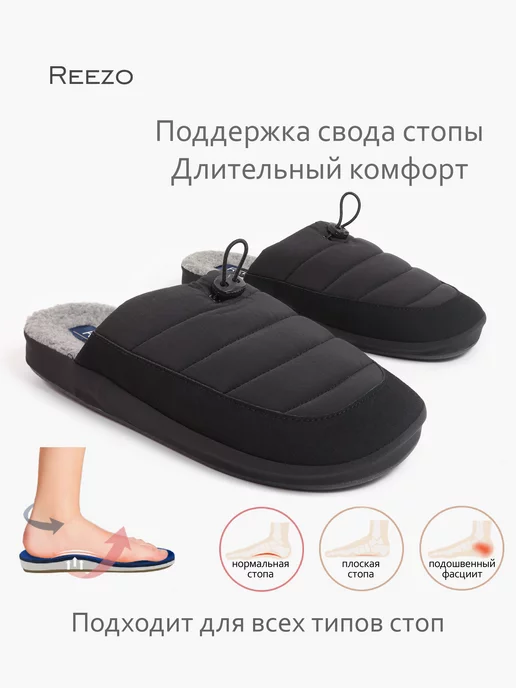 Reezo Теплые домашние тапочки, черный, фото 4