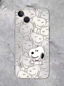 Чехол на IPhone 13 принт Snoopy цвет белый