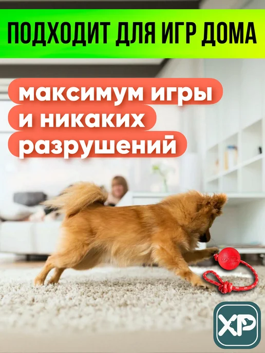 XPAWS Мячик для собак на веревке, красный, фото 6
