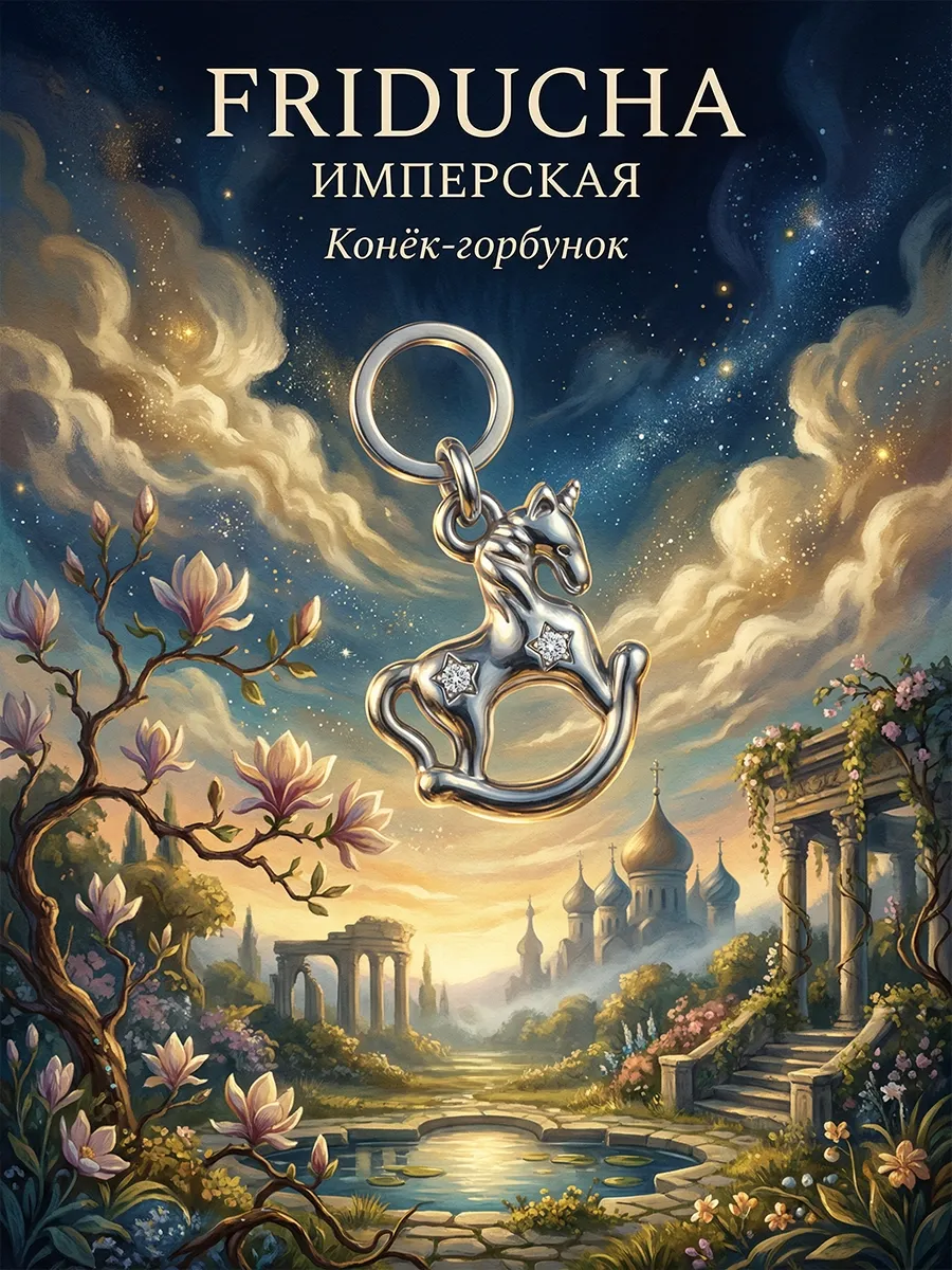 Подвеска «Конёк-Горбунок», лошадка, родий