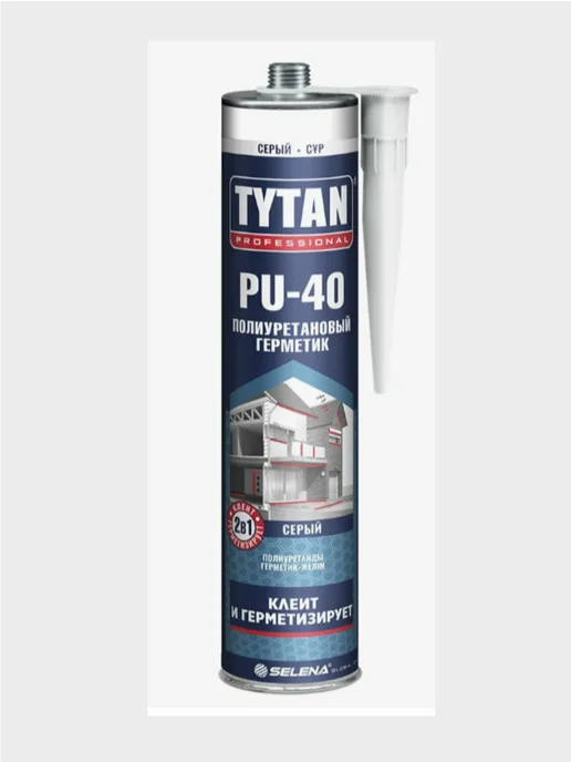 Tytan professional Герметик полиуретановый PU 40, серый, 600 мл, для швов, 310 мл, фото 2