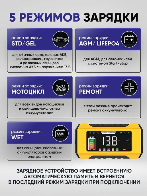 CARDALE Зарядное устройство для аккумулятора автомобиля 12V 15A, черный, фото 5