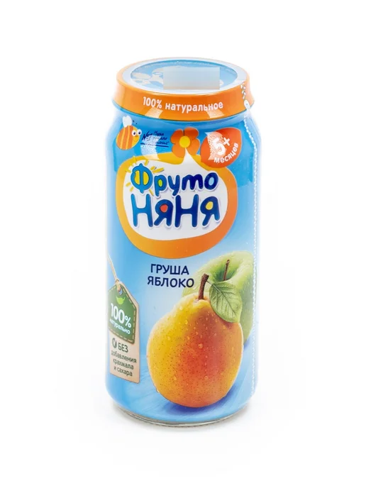 ФрутоНяня Пюре груша яблоко натуральное 250г (комплект из 6 шт), 250 г, 3 шт, фото 2