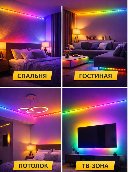 GiLFiLG PREMIUM Светодиодная лента 20 метров RGB самоклеящаяся с пультом, 20 м, фото 2