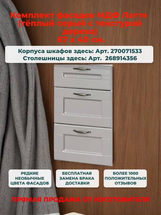 Neva mebel Комплект кухонных фасадов МДФ "Нева" Мята (40*67 см), Латте 40 67