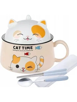 миска для рамэна с крышкой sweet cat 1020 мл