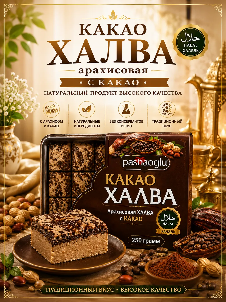 Халва арахисовая с какао 250 г